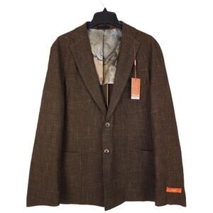 Tallia Mens Slim-Fit Stretch Raglan Lightweight Sport Coat Gold Black 40R NWT